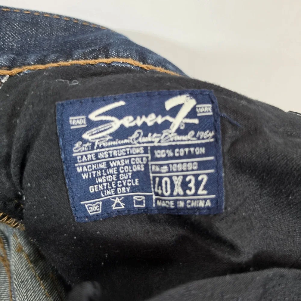 Seven7 Mens Bootcut‎ Jeans Dark Wash Blue Denim Studded Flap Pocket 40x32